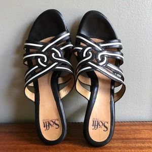 Sofft Black and White Sandals